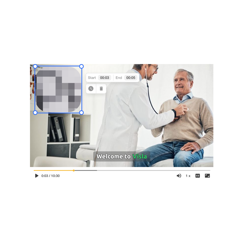 Step 3 — Adjusting size, duration, and strength in the healthcare video blur tool for HIPAA compliance